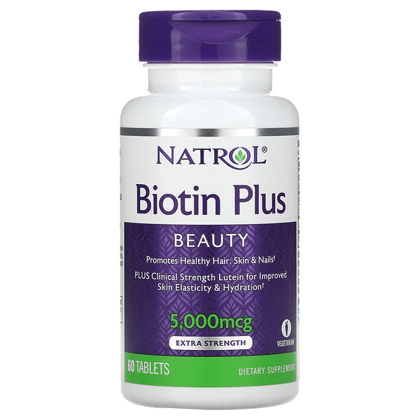 Biotin Plus, повышенная эффективность, 5000 мкг, 60 таблеток, Natrol