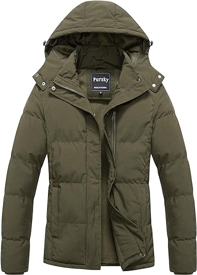 Куртка Pursky Women's Warm Winter Thicken Waterproof, темно-зеленый цена и фото