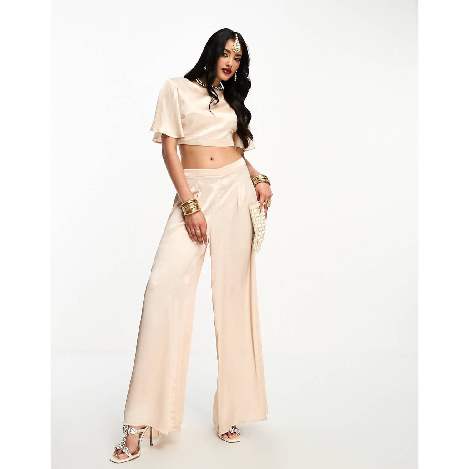 

Брюки Kanya London Pleated Sharara Wide Leg, светло-бежевый