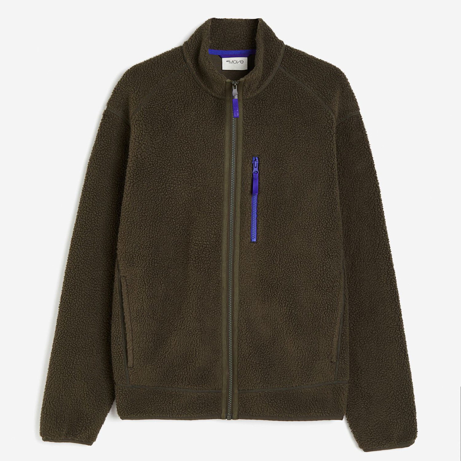 

Флисовая спортивная куртка H&M Move Color-block, темно-зеленый хаки