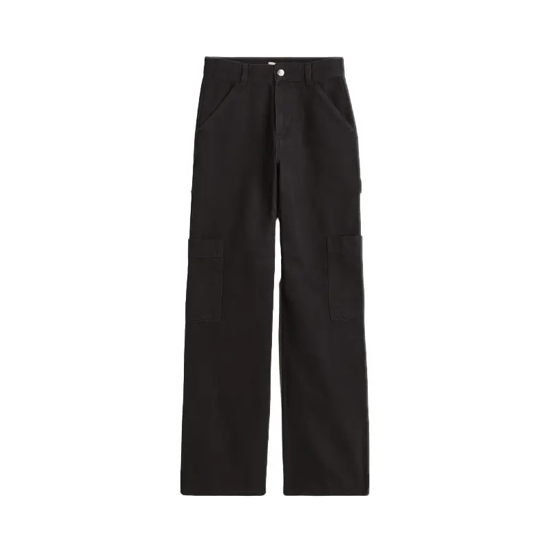 

Брюки H&M Wide-leg Cargo, черный