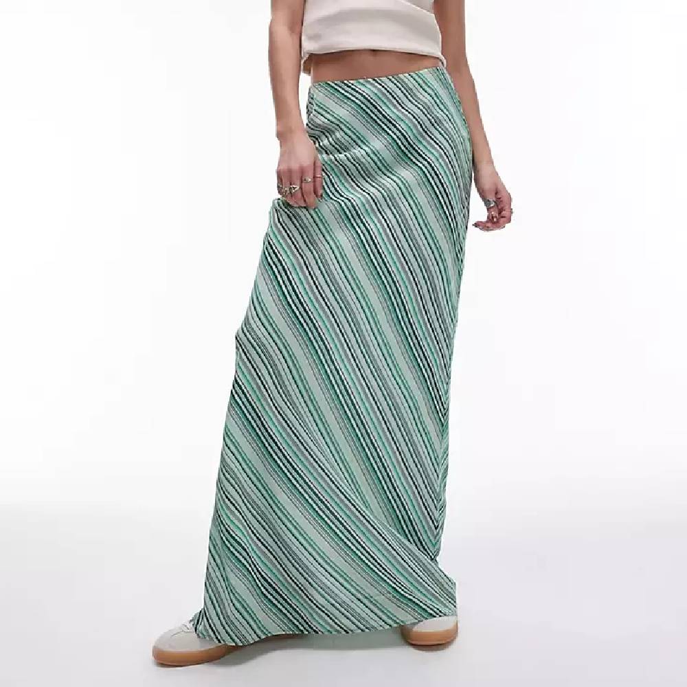 Юбка Topshop Bias Stripe Georgette Maxi, зеленый юбка панинтер с полоску 48 размер