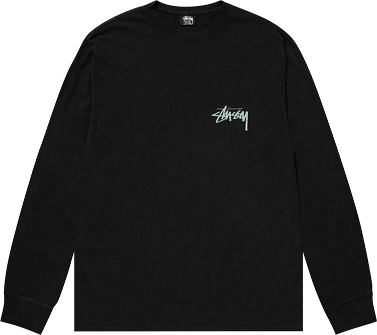 цена Лонгслив Stussy Basic Pigment Dyed Long-Sleeve Tee 'Black', черный