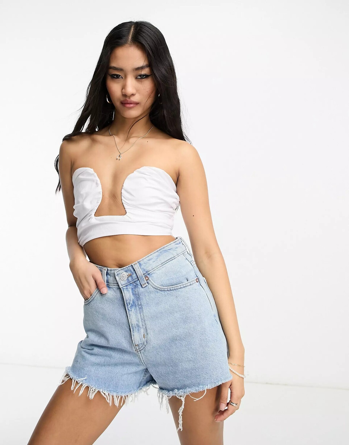 

Топ Pull&Bear ruched wired, белый