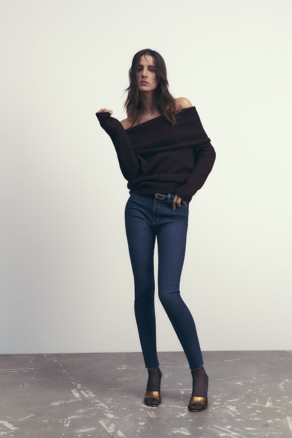 

Джинсы скинни с высокой посадкой zw the '80s ZARA, синий