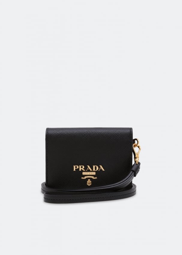 

Кошелек PRADA Leather badge wallet, черный