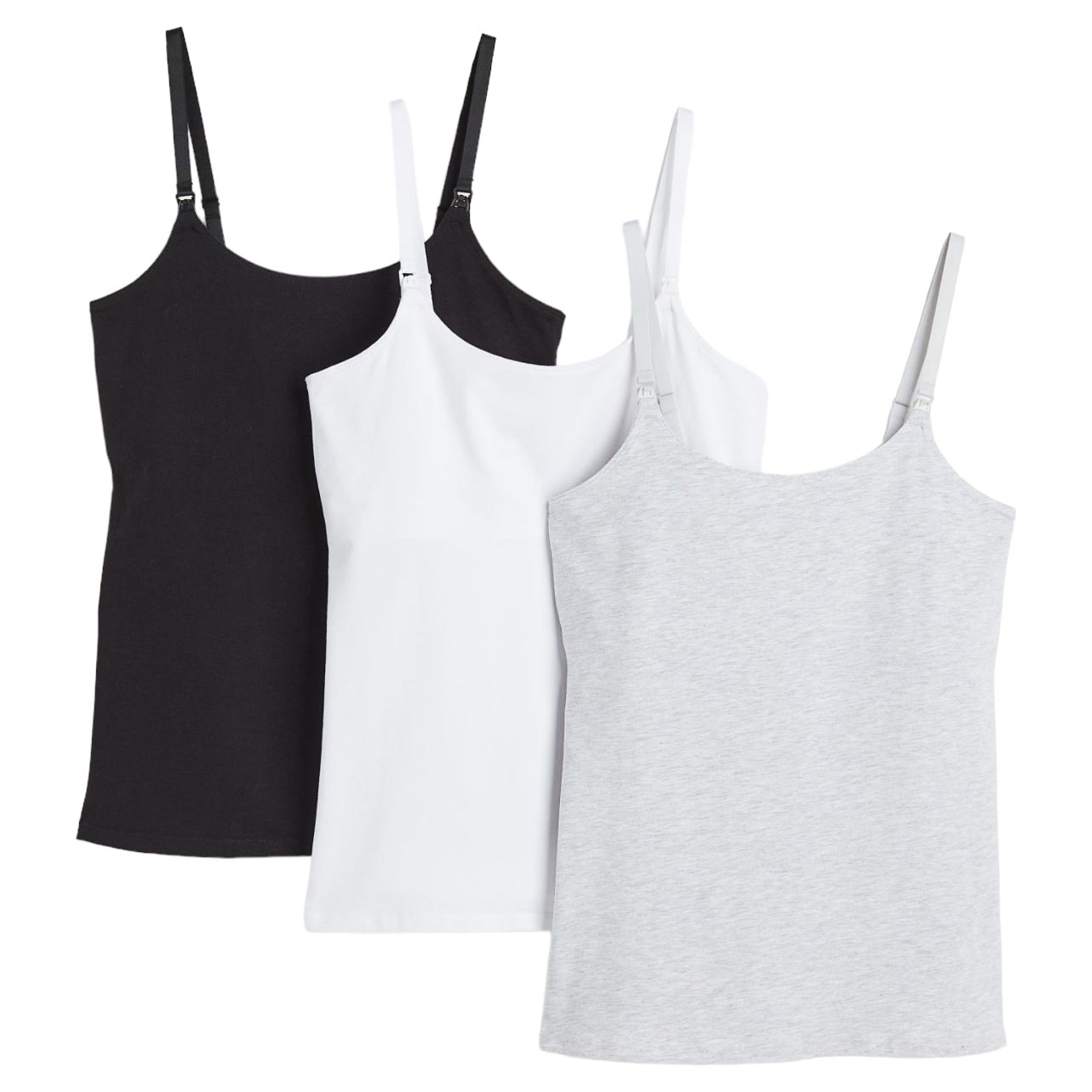 Комплект топов для беременных H&M Nursing Tank, 3 предмета, черный/белый/серый