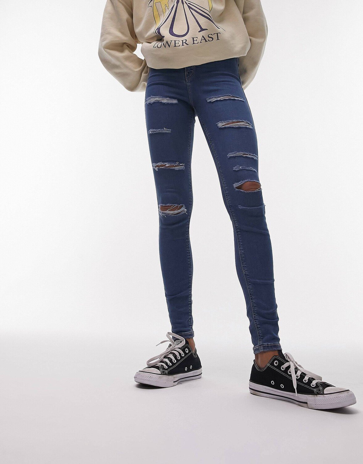 

Темно-синие джинсы Topshop Joni с суперпрорезями