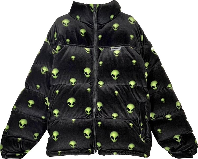 

Пуховик Vetements Extraterrestrial Velvet Puffer Jacket 'Extraterrestrial', черный