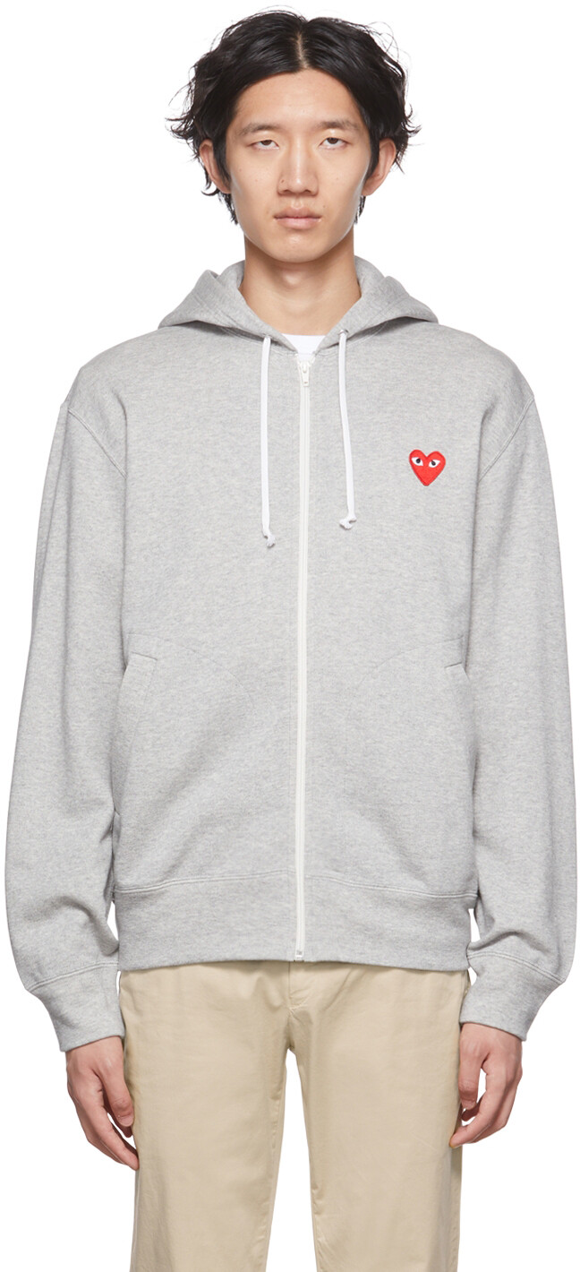 

Худи серого цвета с сердечками Comme des Garçons Play, Серый