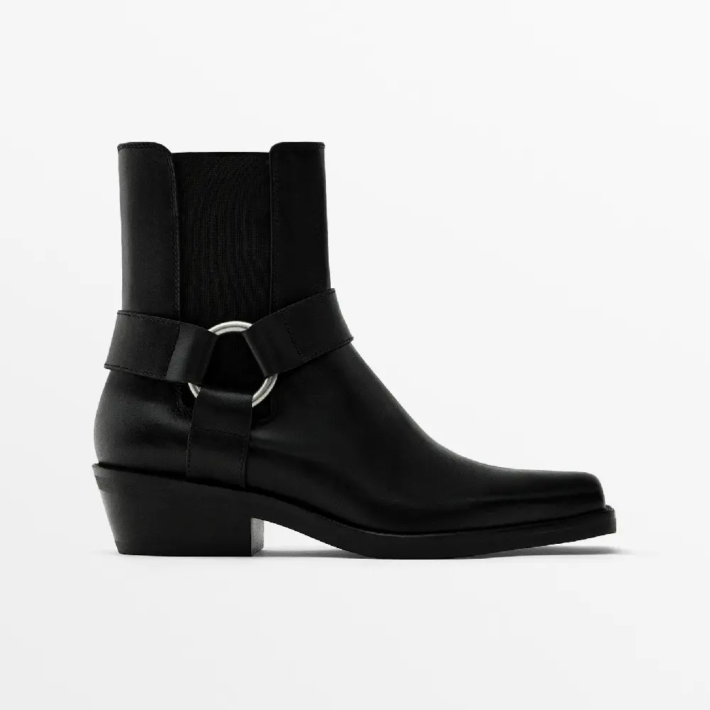 

Ботильоны Massimo Dutti Ankle With Side Horsebit, черный