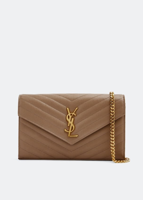 

Кошелек SAINT LAURENT Cassandre chain wallet, коричневый