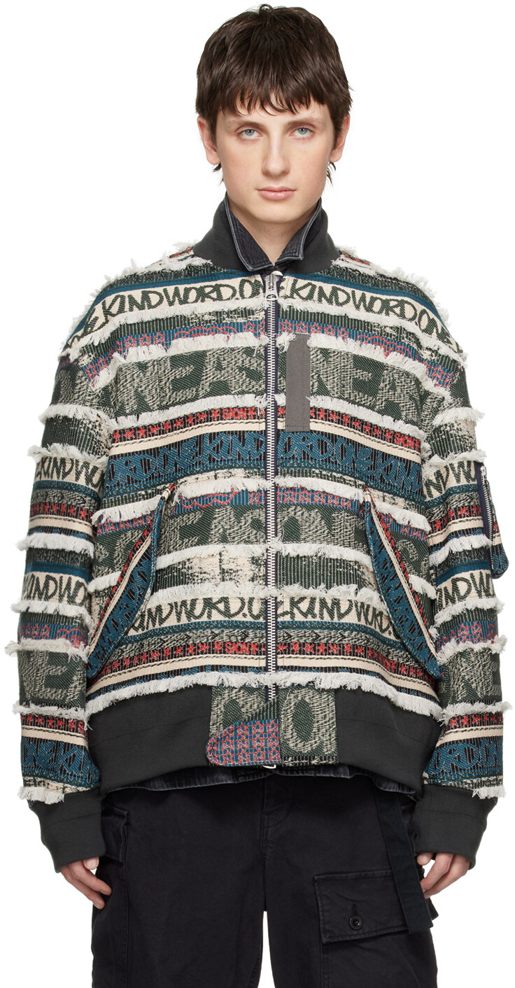 

Многоцветный жаккардовый бомбер Eric Haze Edition sacai, Серый