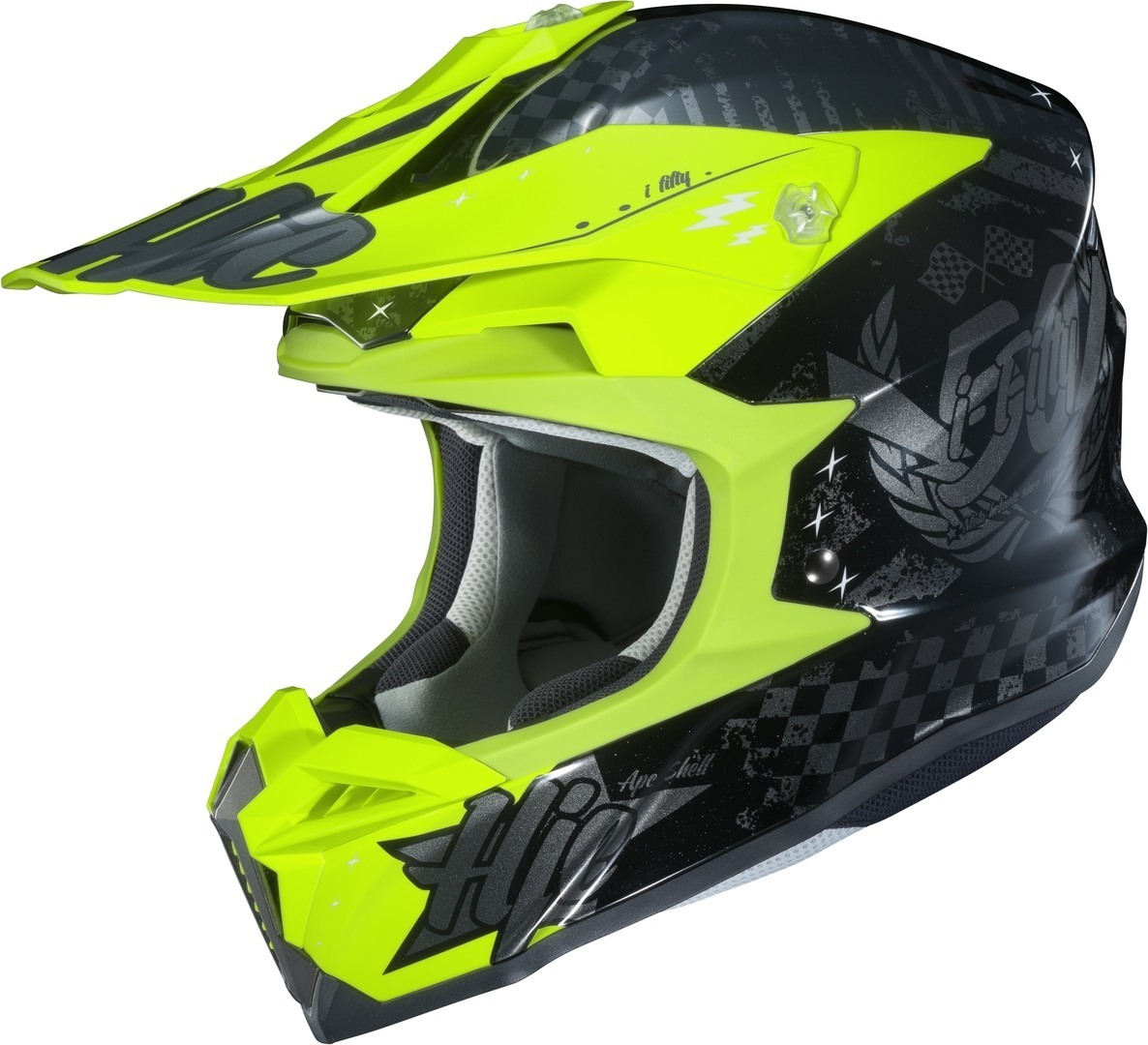 Шлем HJC i50 Artax для мотокросса, черный/желтый шлем fxr blade 2 0 carbon evo для мотокросса черный желтый