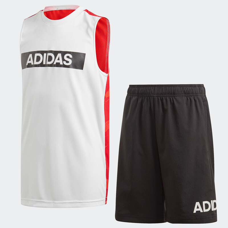 

Костюм футболка и шорты Adidas YBTR SET TK, красный/белый/черный