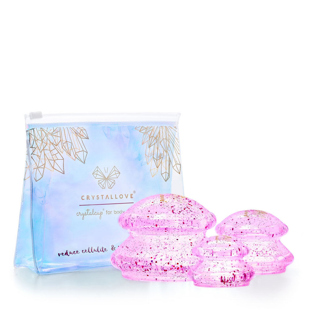 Crystallove Beauty Collection силиконовые баночки для массажа тела с розовым глиттером, 1 шт.