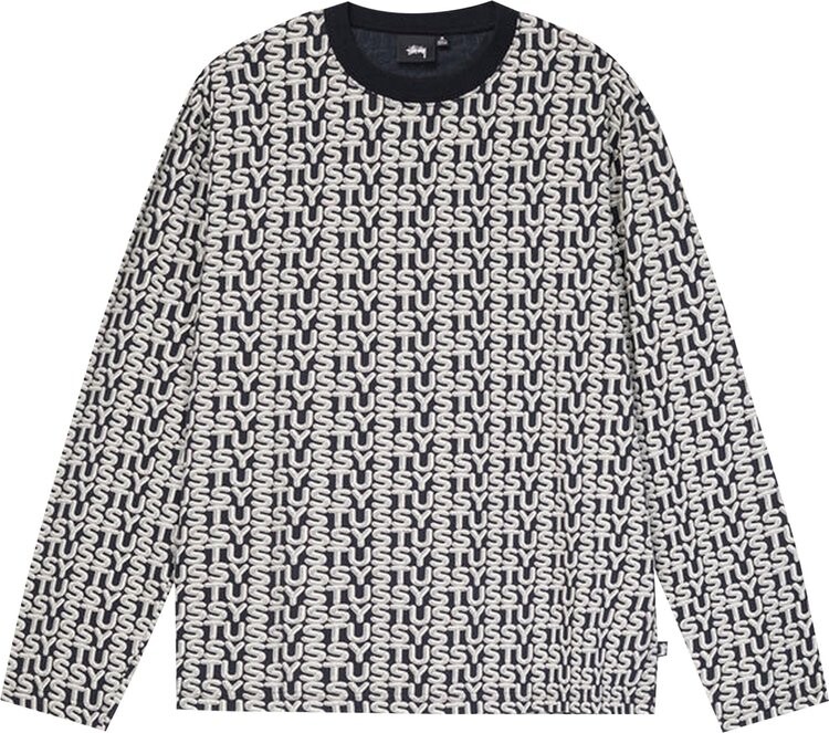 

Лонгслив Stussy Letter Stripe Long-Sleeve Crew 'Black', разноцветный