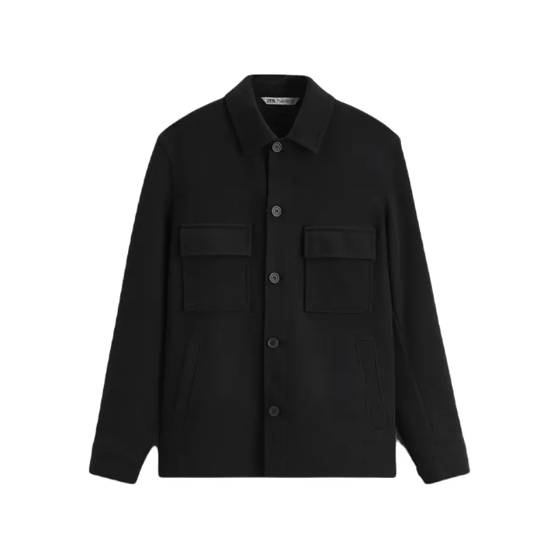 

Куртка-рубашка ZARA Soft with pockets, черный