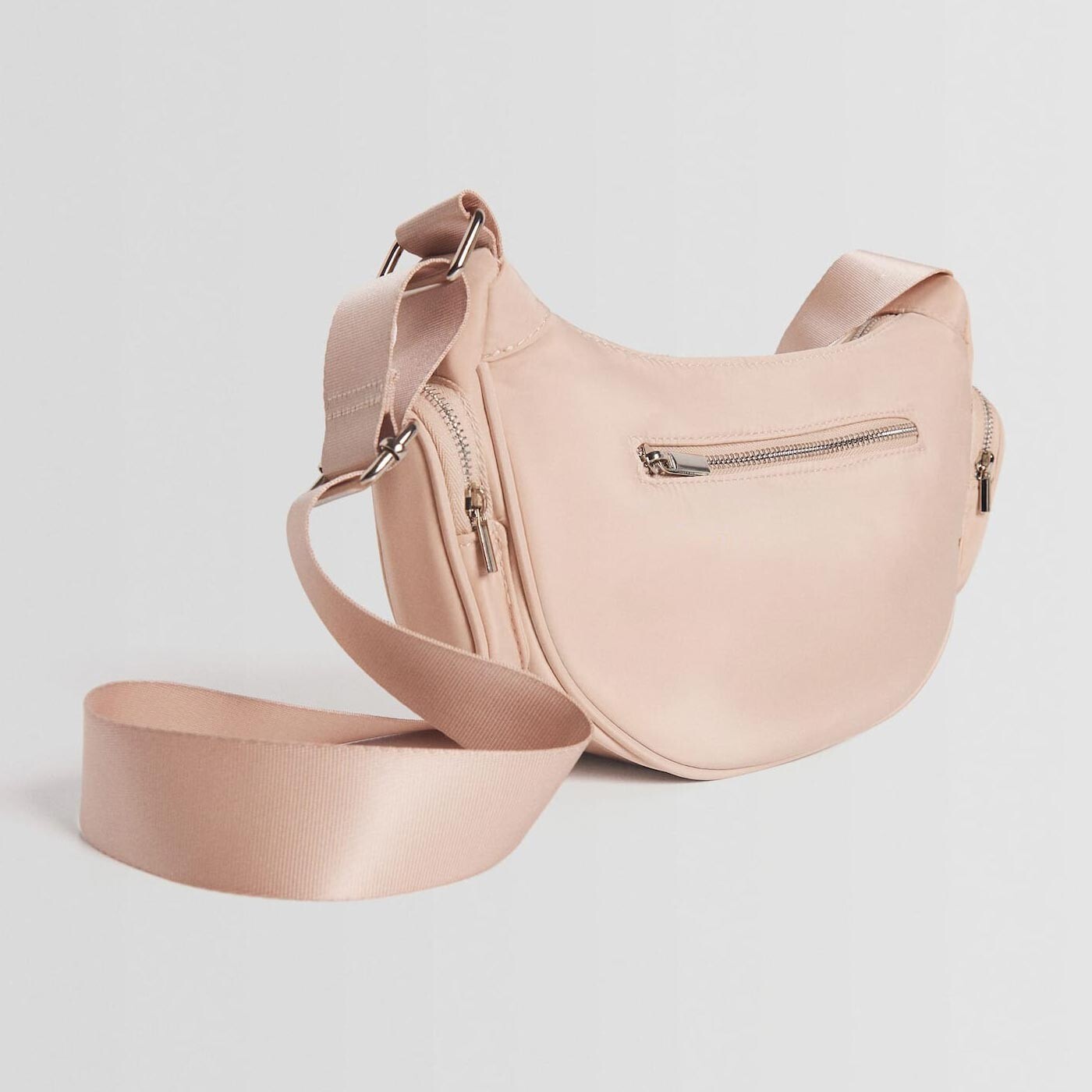 

Сумка через плечо Bershka multi-pocket technical crossbody, бежево-розовый