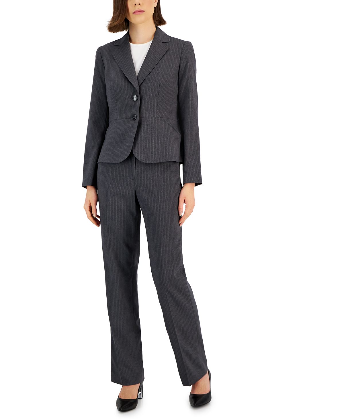 Женский брючный костюм в тонкую полоску с двумя пуговицами, стандартный и миниатюрный Le Suit, мульти