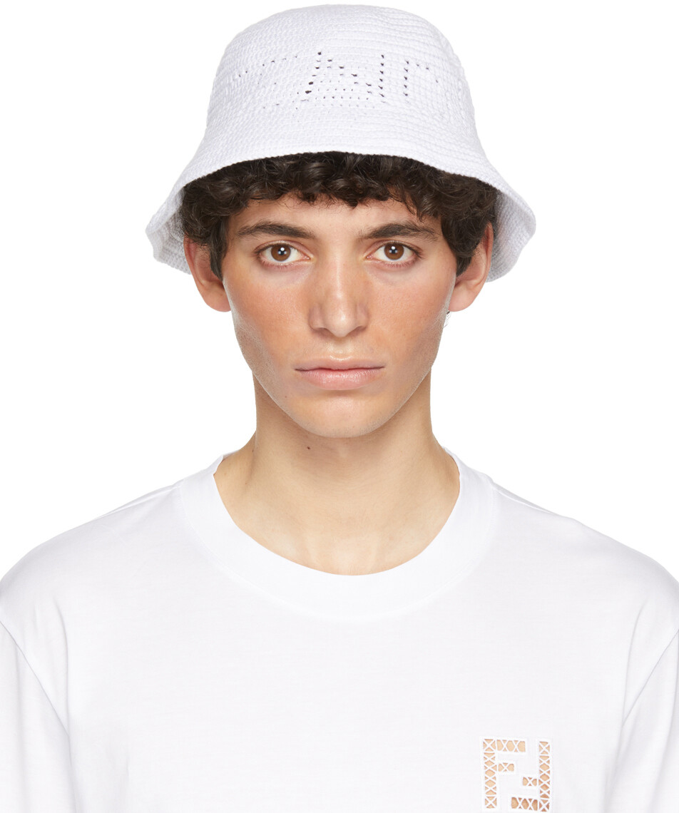 

Белая хлопковая панама Fendi