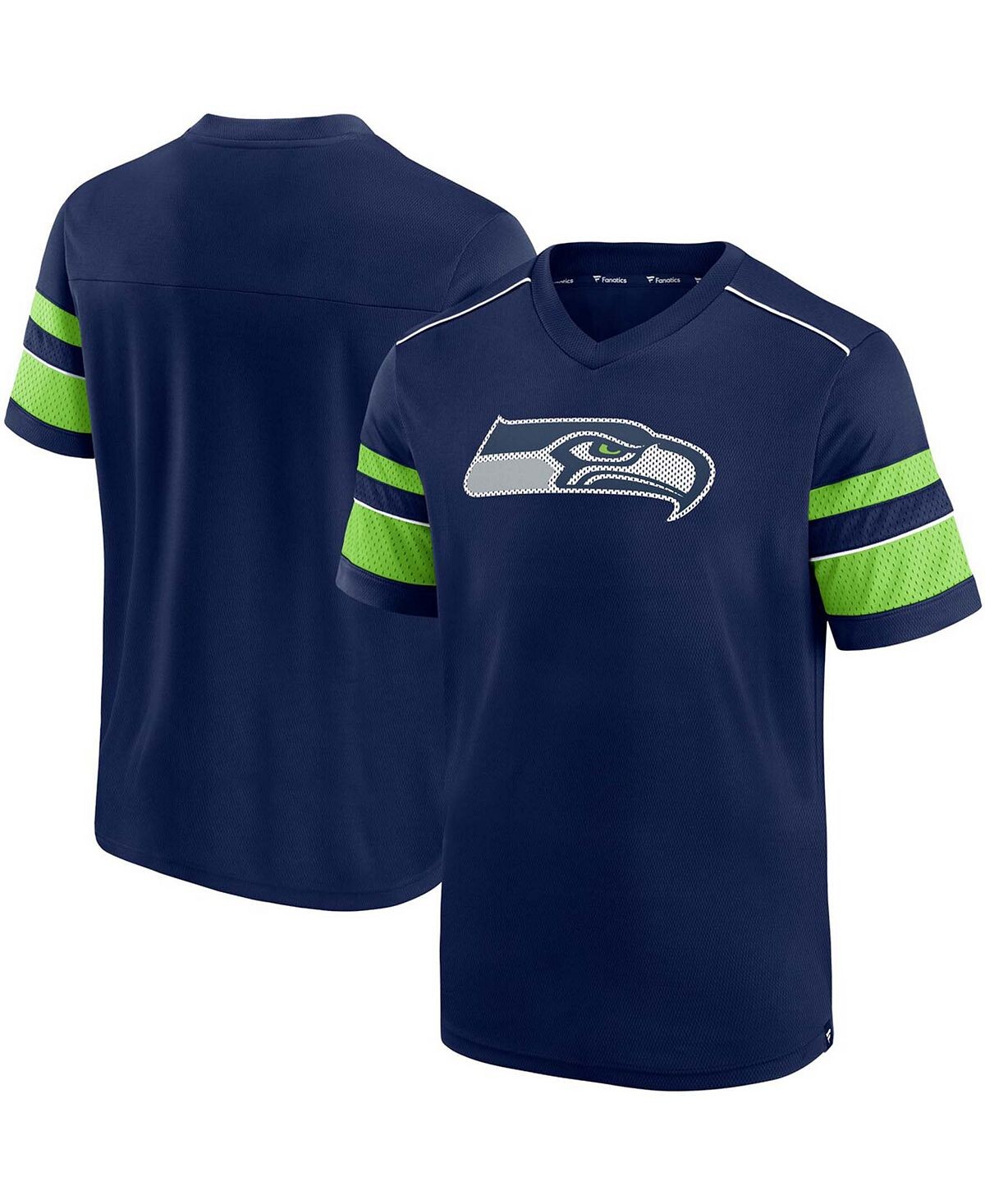 

Мужская темно-синяя футболка колледжа seattle seahawks с текстурированной хэшмаркой и v-образным вырезом Fanatics, синий