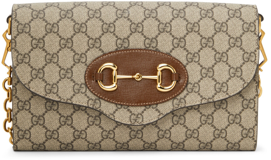 

Коричневая маленькая сумка через плечо Horsebit 1955 Gucci