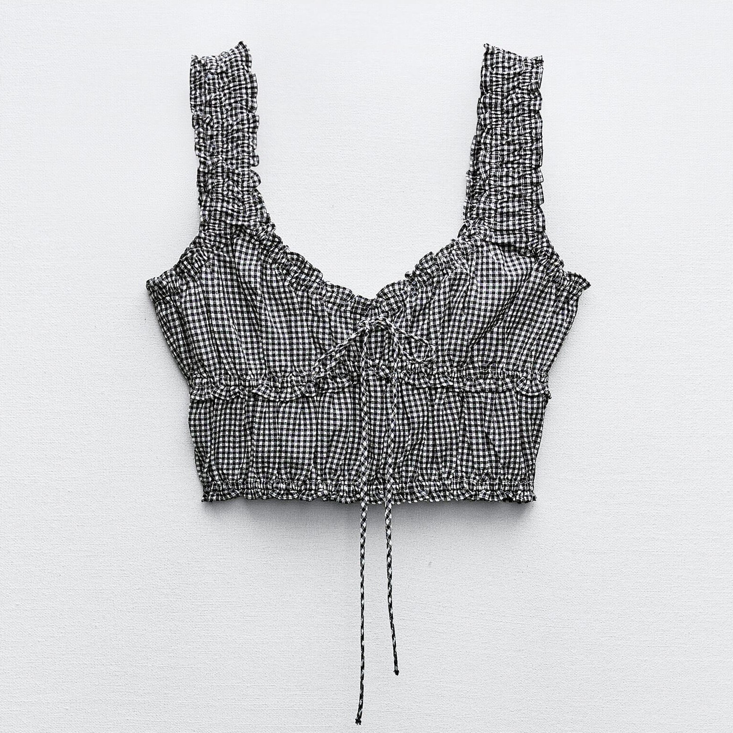 

Кроп топ Zara Gingham, черный/белый