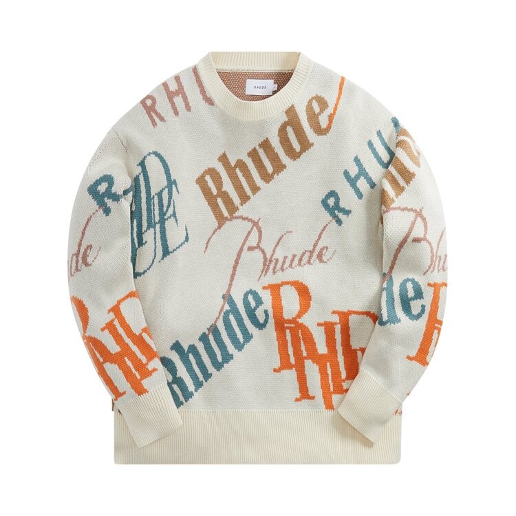 

Толстовка Rhude Jacquard Logo Knit Crewneck 'Ivory/Multicolor', белый
