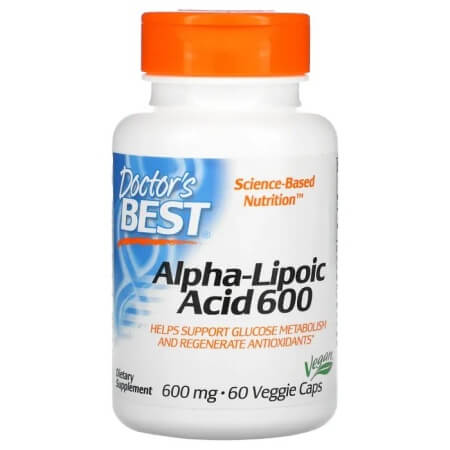 Альфа-липоевая кислота, Doctor's Best, 600 мг, 60 растительных капсул