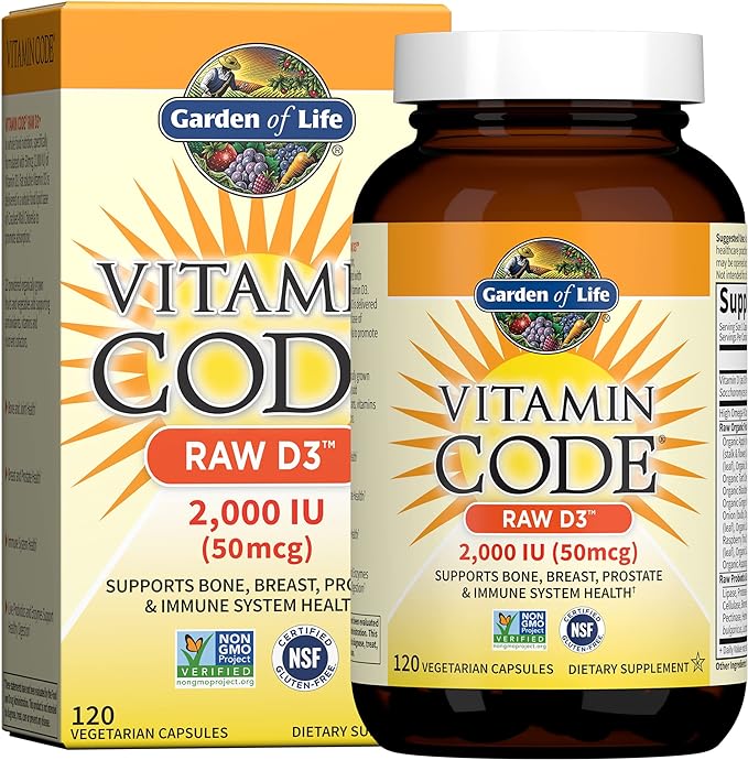 Garden Of Life D3 - Витаминный код, цельнопищевая витаминная добавка D3, 2000 МЕ, 120 капсул