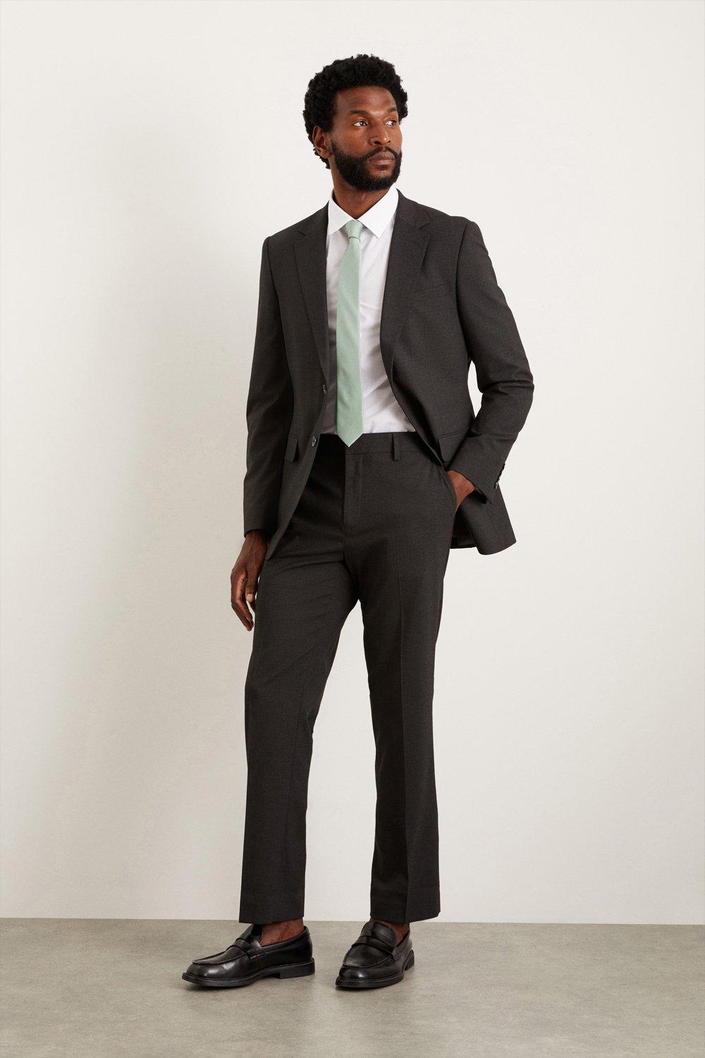 Темно-серые костюмные брюки приталенного кроя Essential Burton, серый