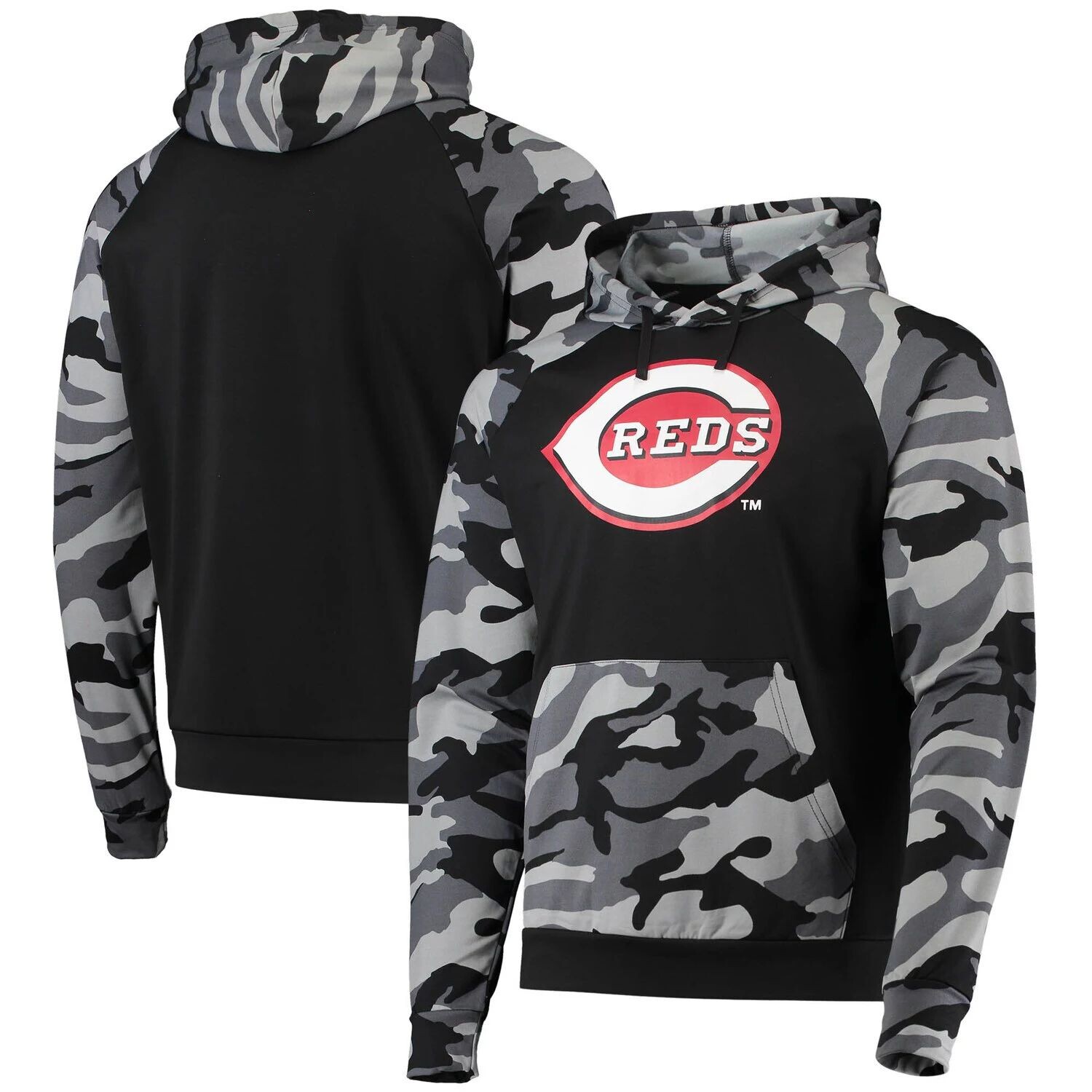 

Мужской пуловер с капюшоном FOCO Black Cincinnati Reds Camo реглан