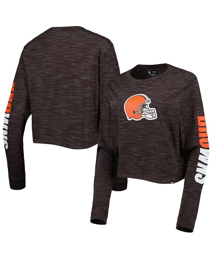 

Женская коричневая укороченная футболка с длинным рукавом Cleveland Browns New Era, коричневый