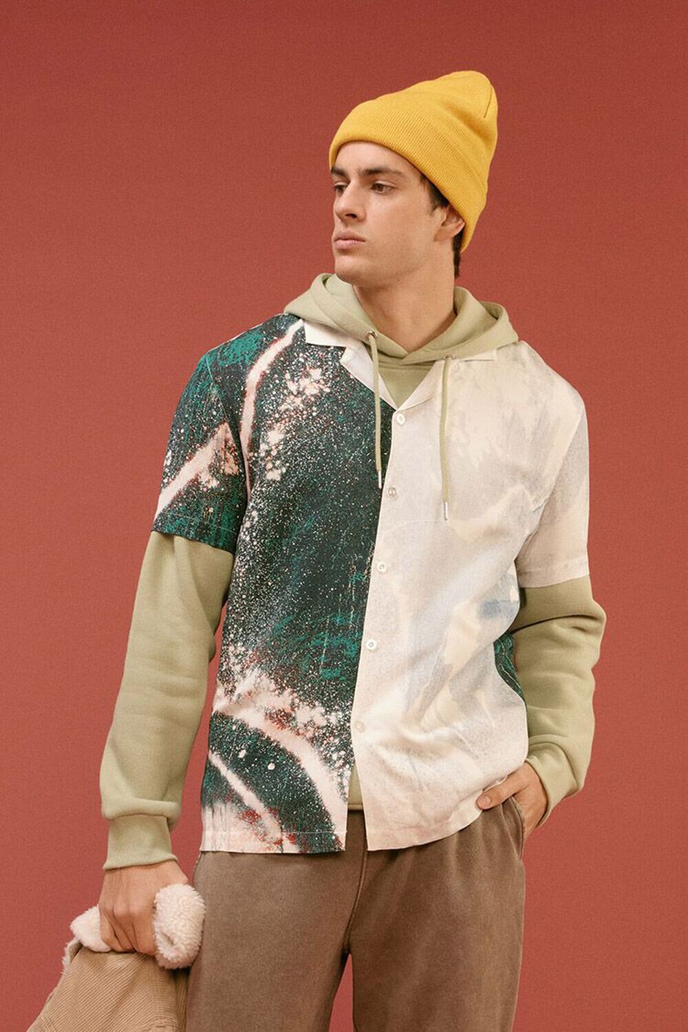 

Рубашка с абстрактными цветными блоками Forever 21, черный