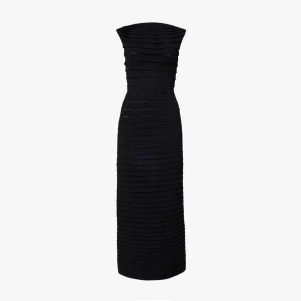 

Трикотажное платье макси приталенного кроя в полоску Alaia, цвет noir alaia