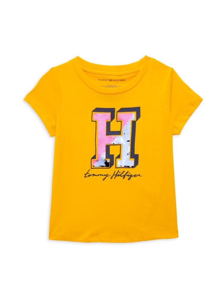 

Футболка с логотипом и пайетками для девочек Tommy Hilfiger, желтый
