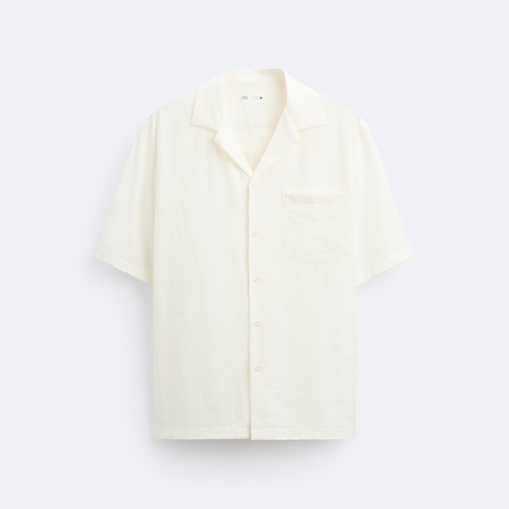 Рубашка Zara Creased-effect, белый брюки zara creased effect wrap фуксия