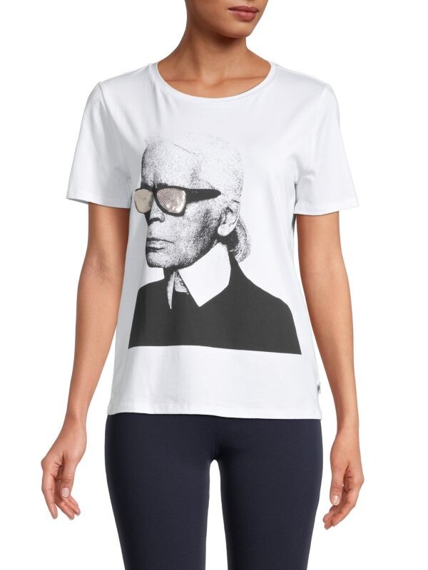 

Украшенная футболка с рисунком sketch Karl Lagerfeld Paris White