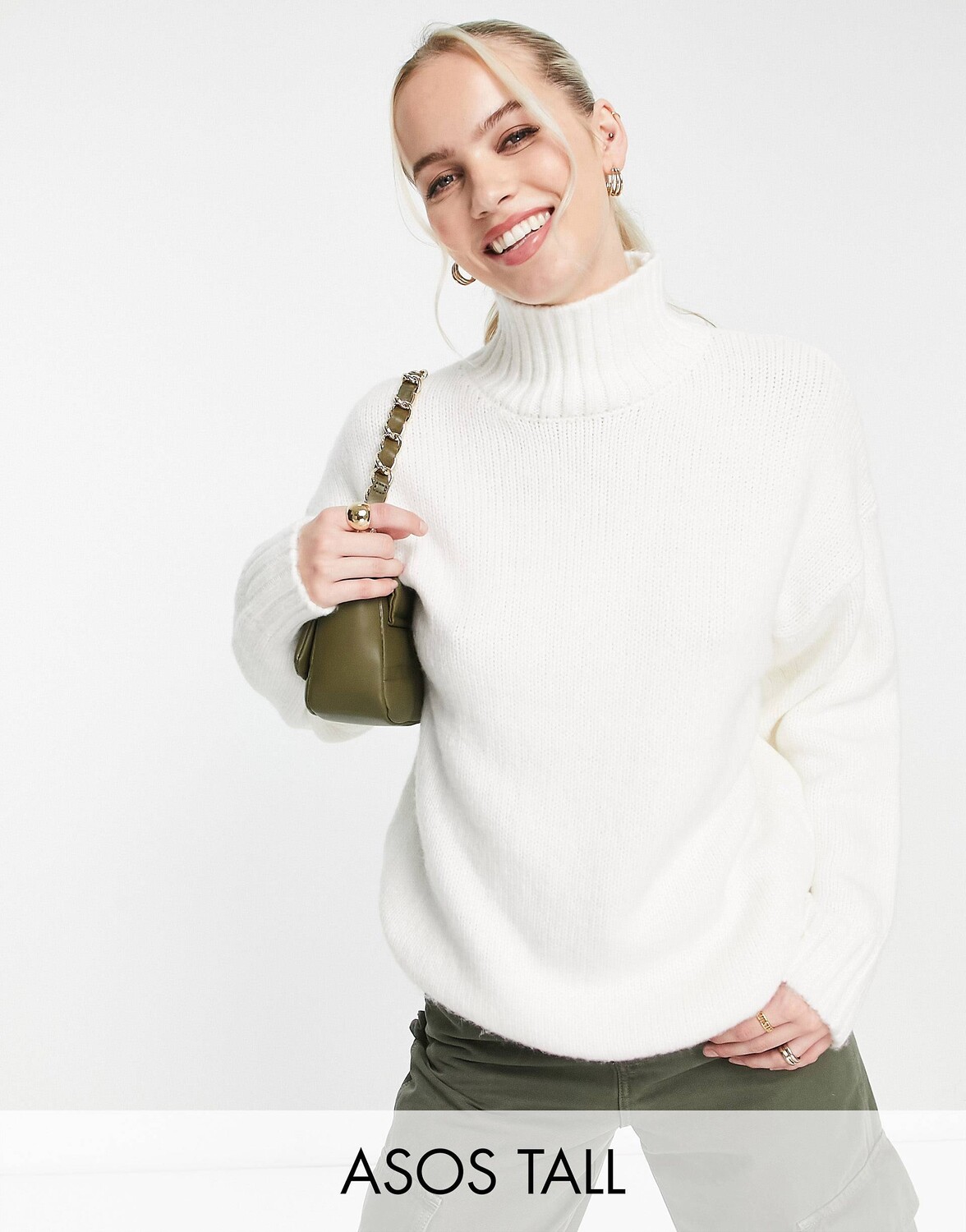 

Кремовый джемпер с высоким воротником ASOS DESIGN Tall