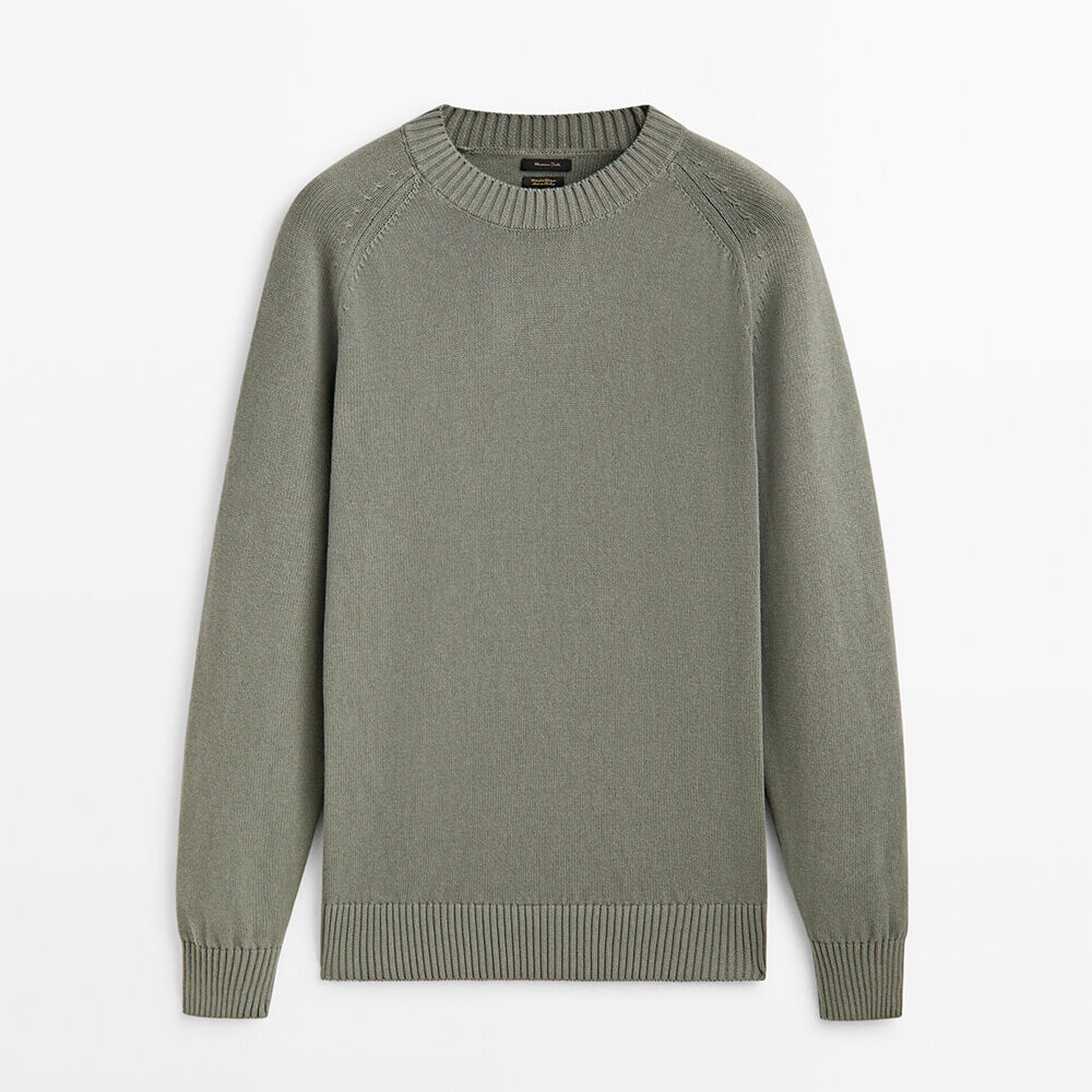 

Свитер Massimo Dutti Cotton Crew Neck, хаки