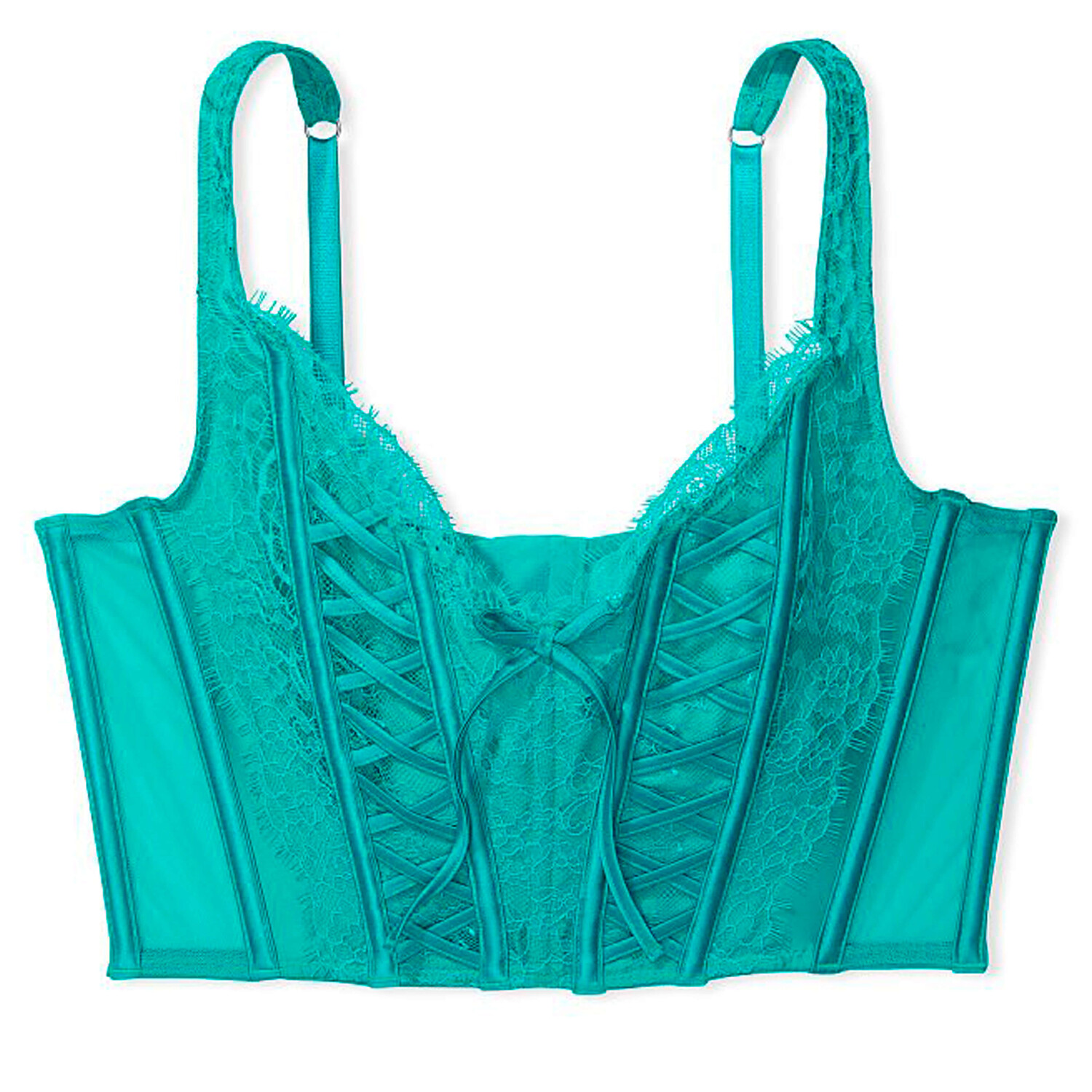 

Корсет с вышивкой и камнями Victoria's Secret Dream Angels Bejeweled Strap Unlined, бирюзовый