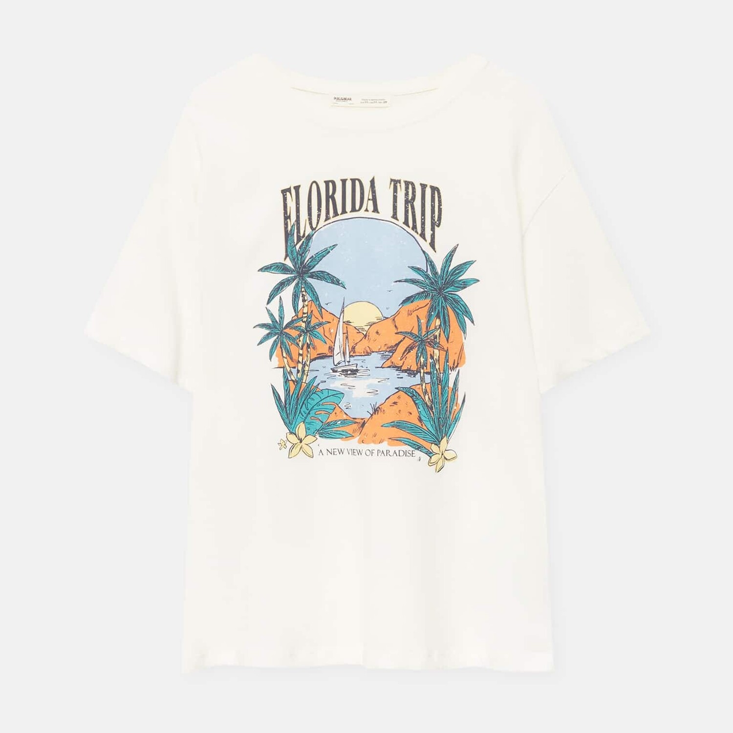 

Футболка Pull&Bear с пейзажной графикой, белый