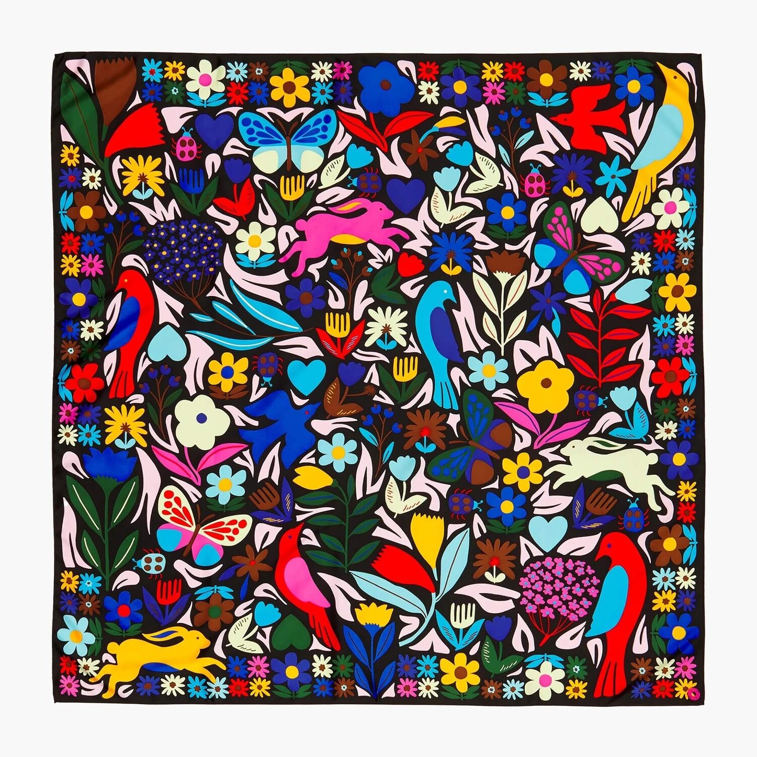 

Платок Bimba Y Lola Acquarelle Flowers Animals, черный/мультиколор