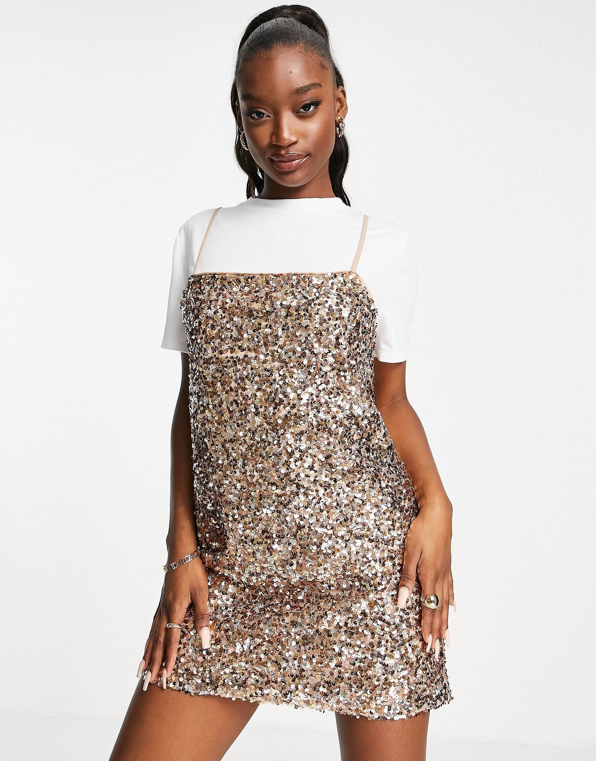 

Мини-платье 2 в 1 с пайетками и пайетками ASOS DESIGN 2 in 1 ASOS DESIGN