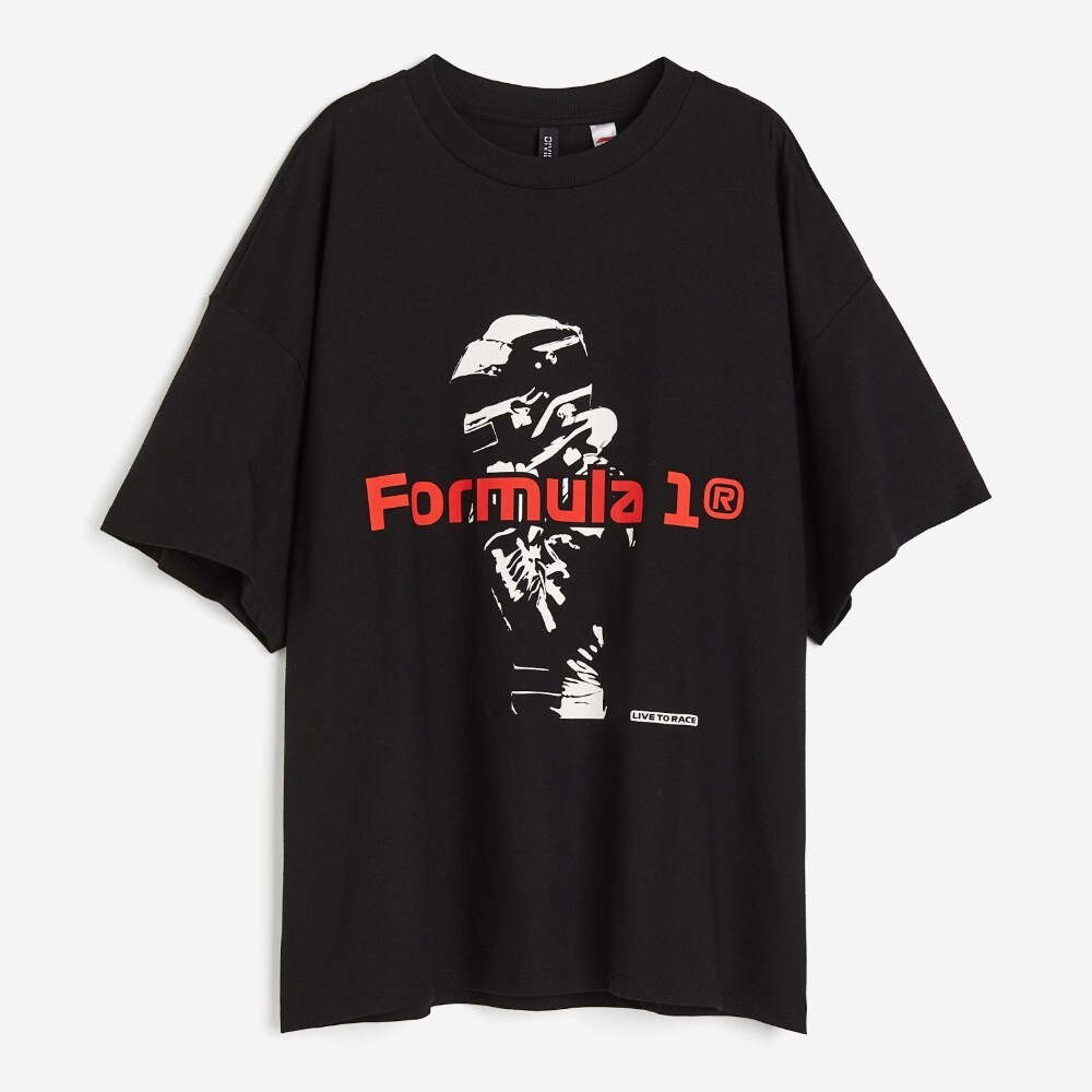 

Футболка H&M Oversized Printed Formula 1, черный