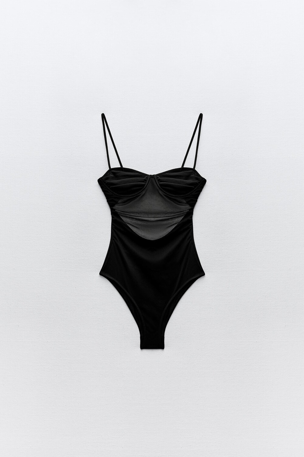 

Купальник слитный Zara Draped With Tulle, черный