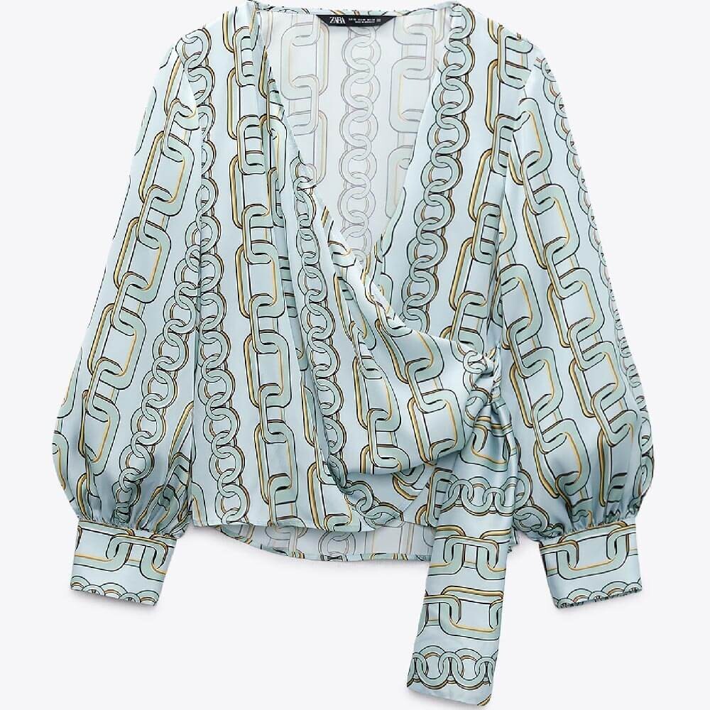 

Рубашка Zara Chain Print, голубой
