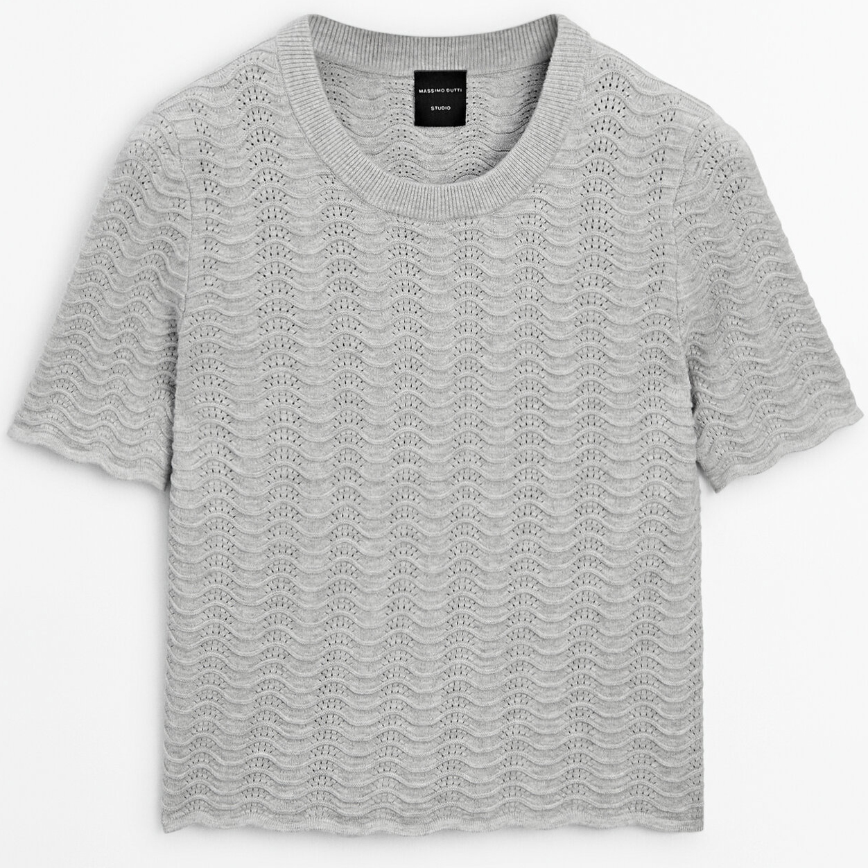 цена Джемпер Massimo Dutti Wavy Knit With Short Sleeves, серый