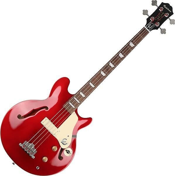 

Фирменная бас-гитара Epiphone Jack Casady — сверкающий бордовый EBJCSBUNH1